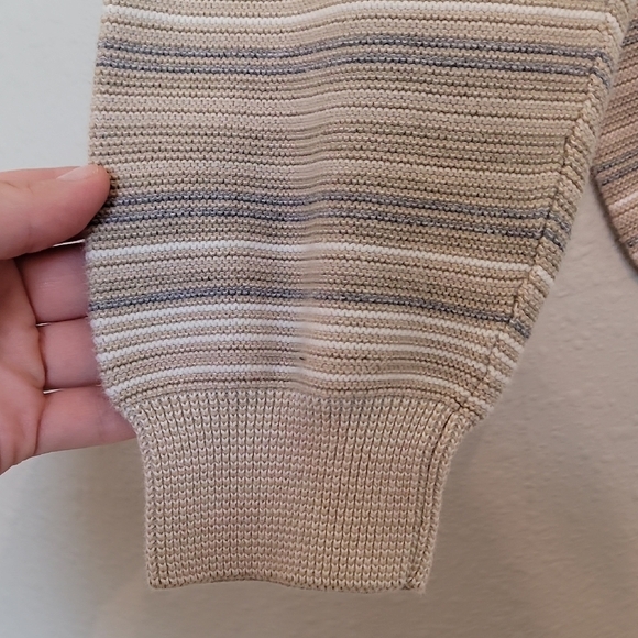 Y2K IZOD Men Chunky Knit Sweater Size L Crewneck Old Money Academia Grandpa Tan - Picture 5 of 13